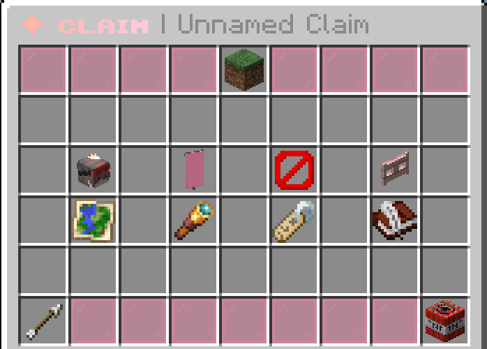 The claim control panel menu, with buttons for guests, flags, bans, whitelist, subdivisions, outline, rename, transfer and abandon